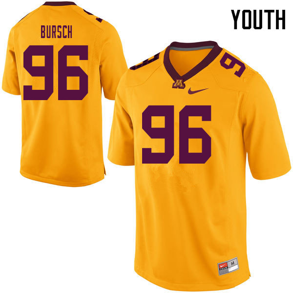 Youth #96 Nathan Bursch Minnesota Golden Gophers College Football Jerseys Sale-Yellow